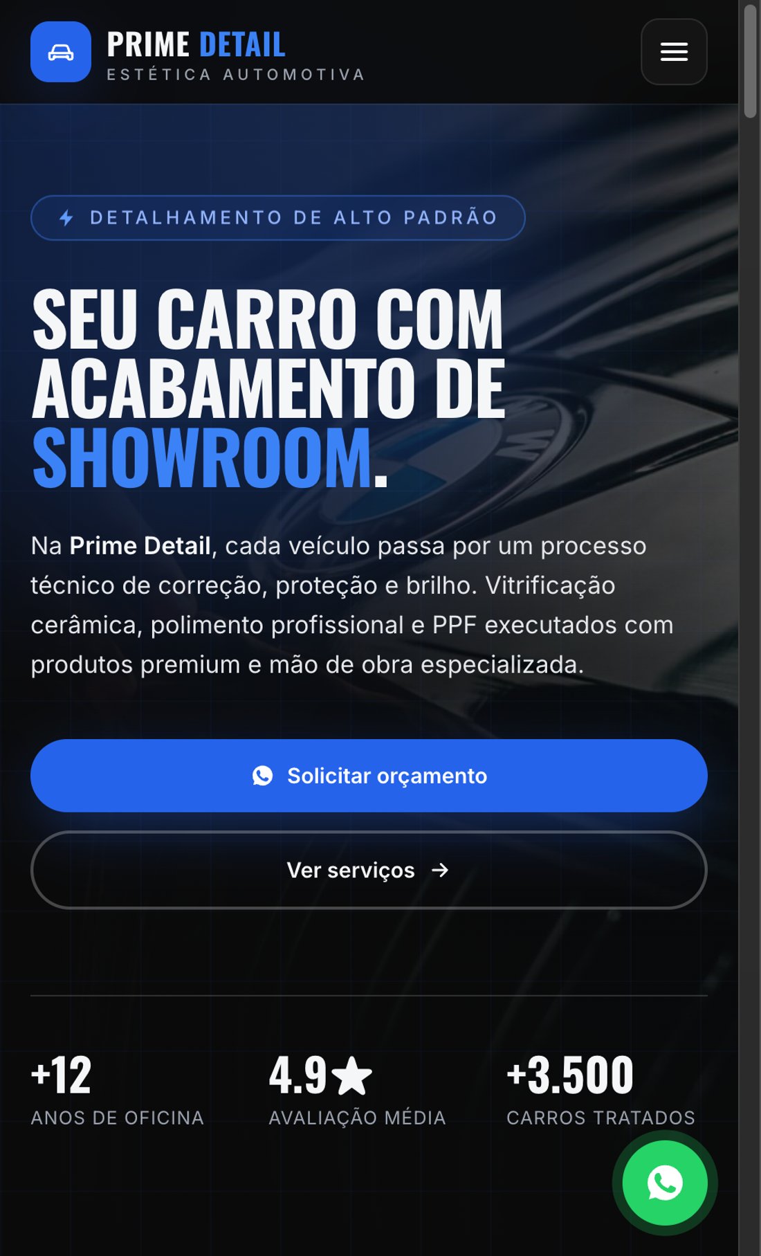 Prévia do site Prime Detail
