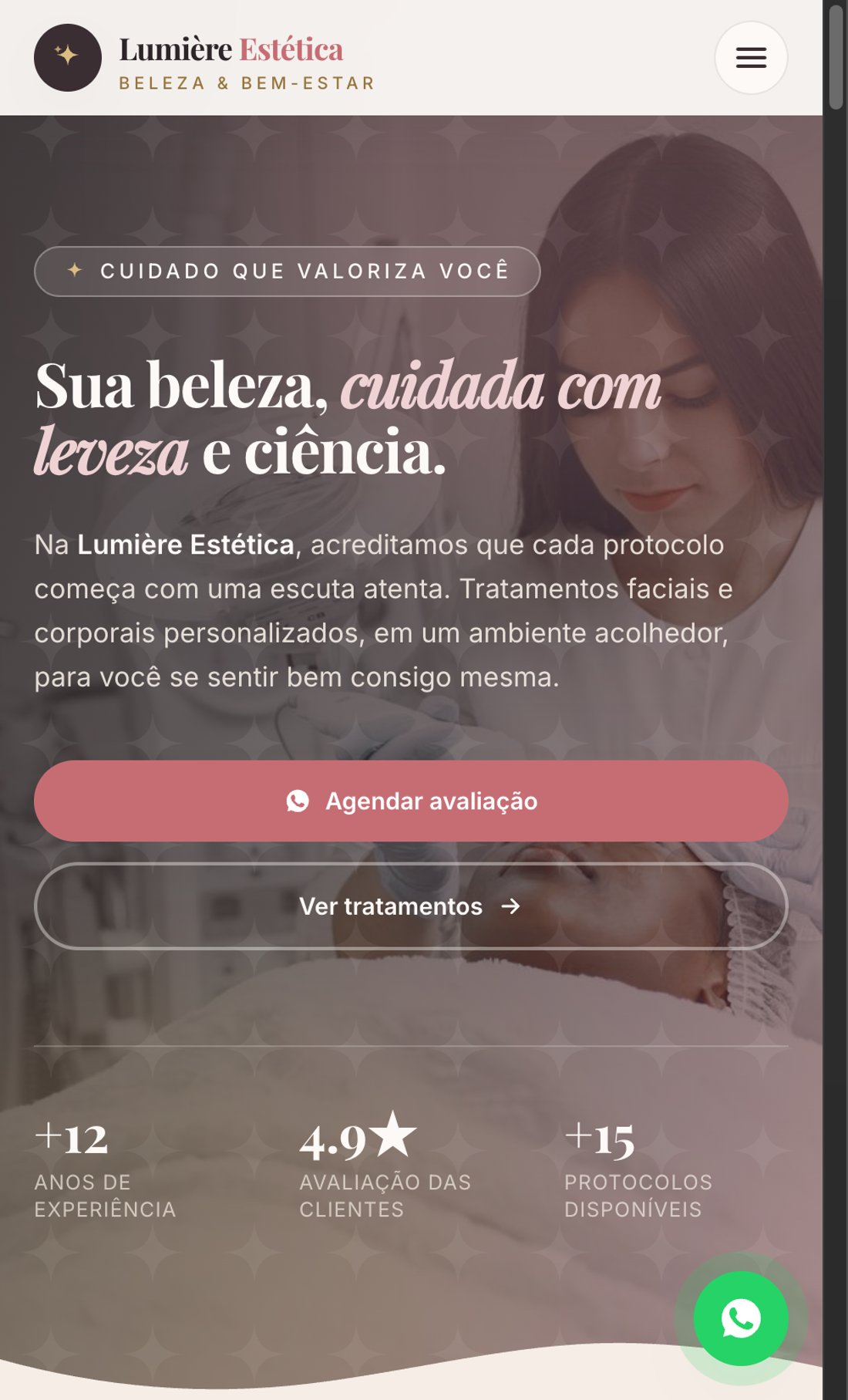 Prévia do site Lumière Estética