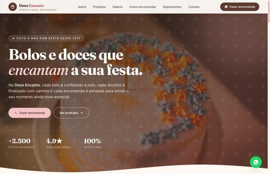 Prévia do site Doce Encanto Confeitaria