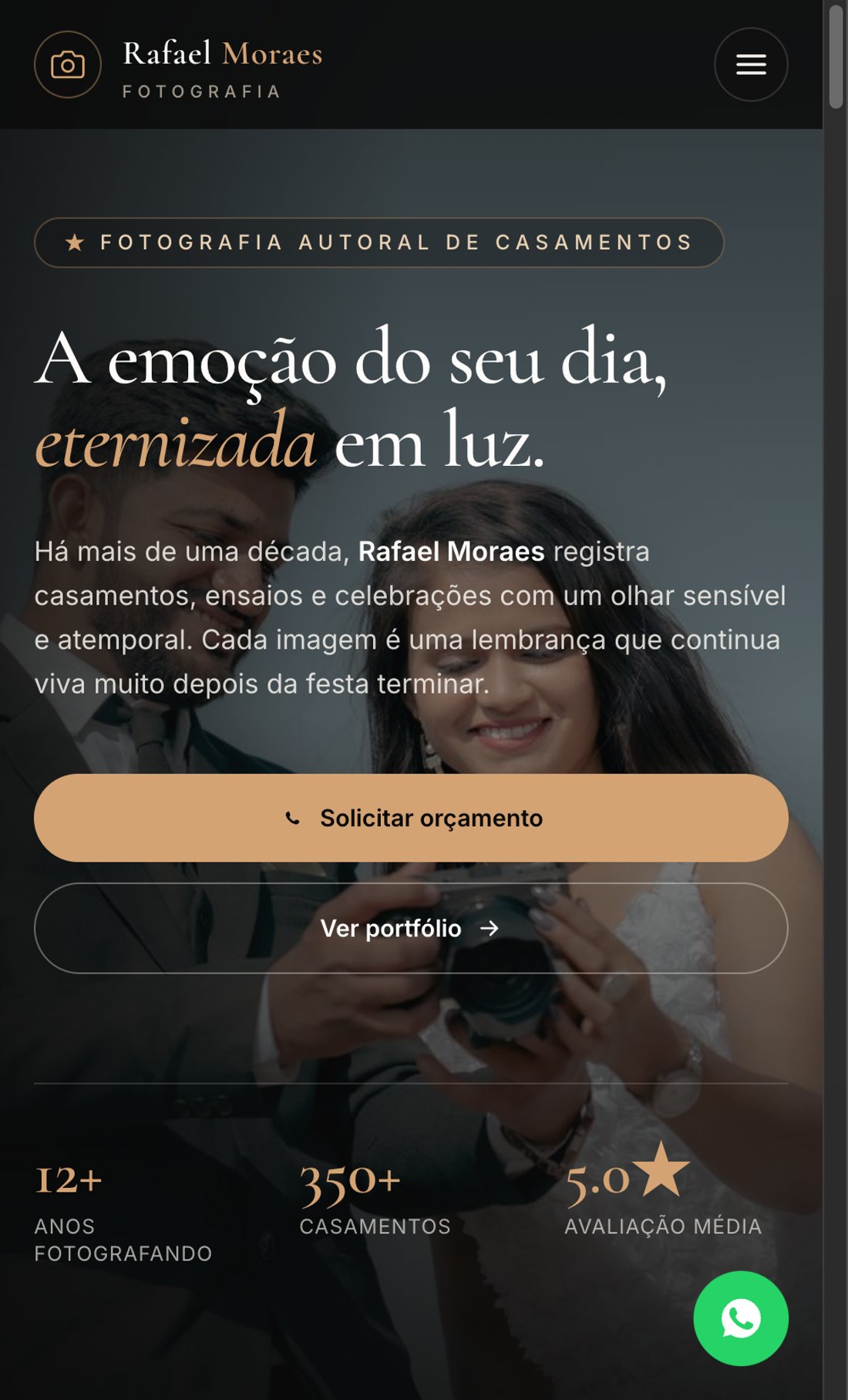 Prévia do site Rafael Moraes Fotografia