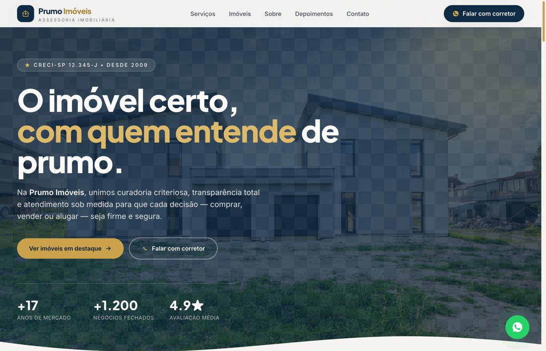 Prévia do site Prumo Imóveis
