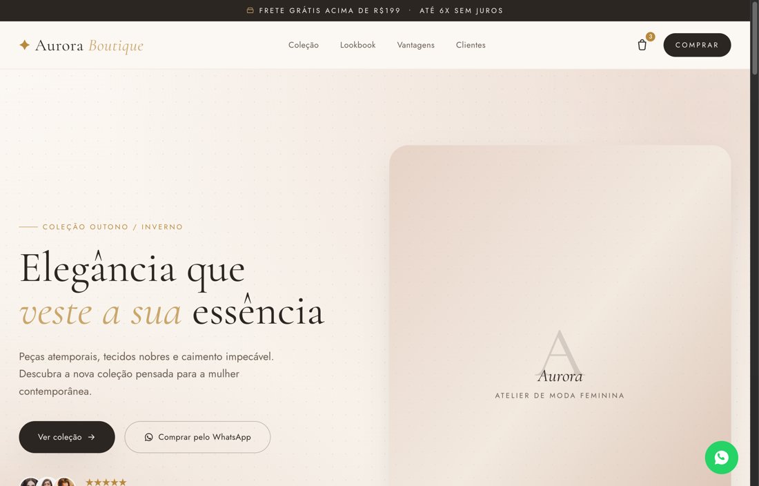 Prévia do site Aurora Boutique