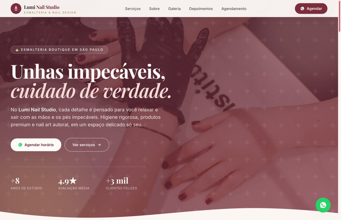 Prévia do site Lumi Nail Studio