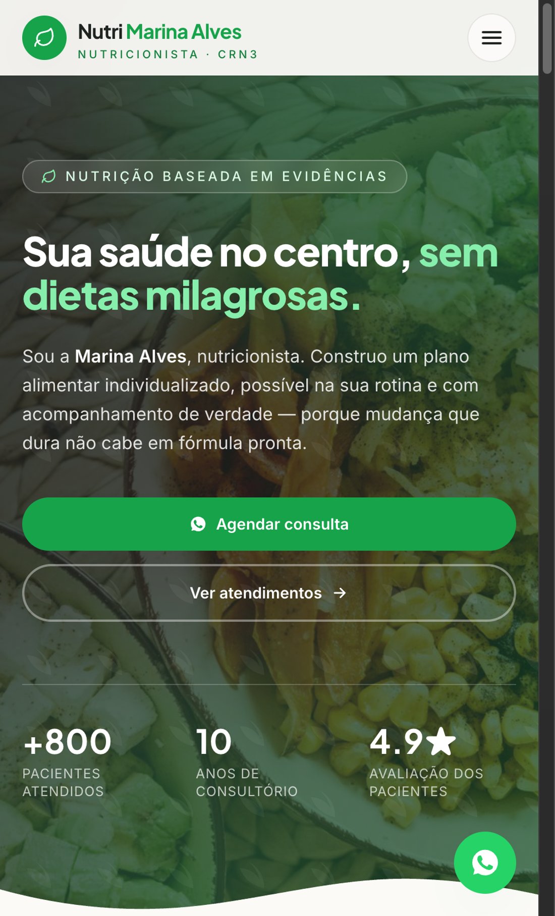 Prévia do site Nutri Marina Alves