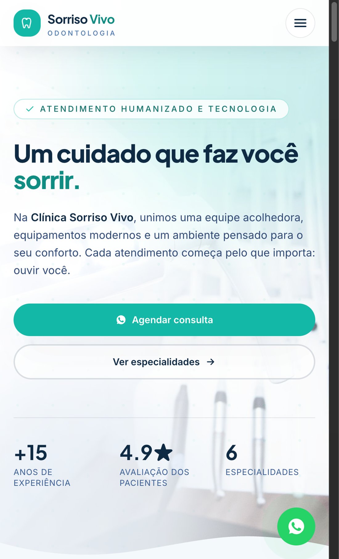 Prévia do site Clínica Sorriso Vivo