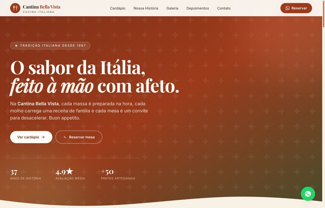 Prévia do site Cantina Bella Vista